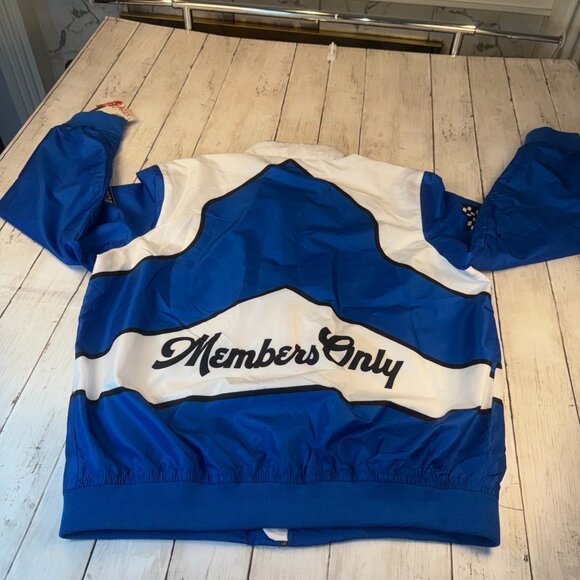 Members Only Sport Team Racing Windbreaker Jacket Mens Size XL Blue Full Zip - Picture 10 of 10